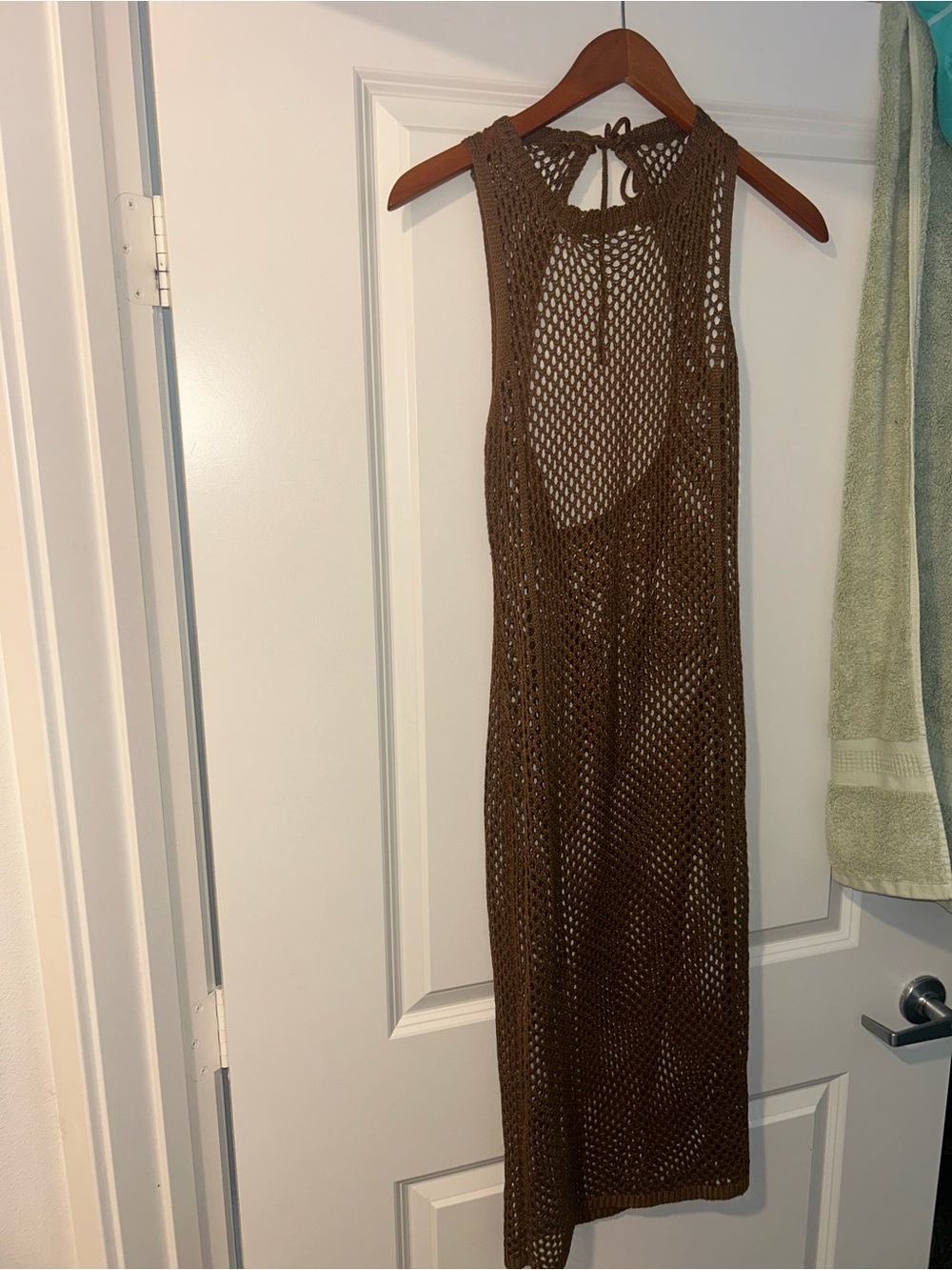 Medium crochet beach dress in brown